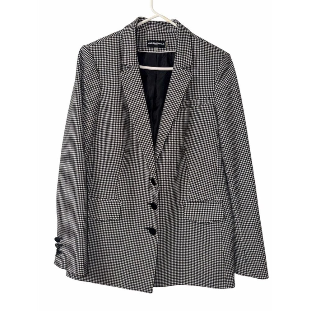Karl Largerfeld Black and White Houndstooth Check Blazer(Size 16)